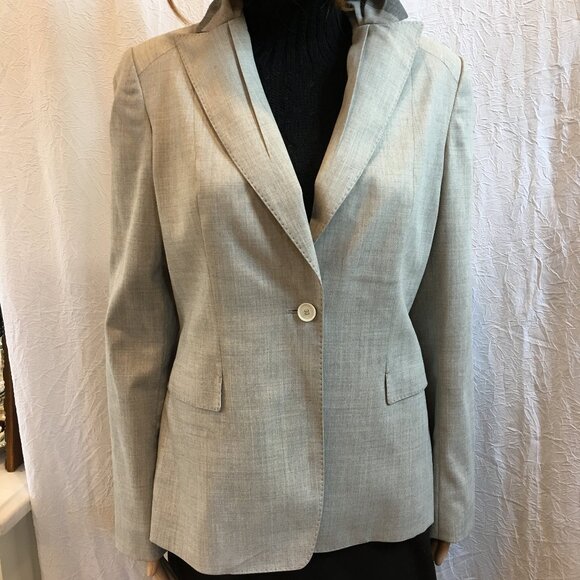Ellie Tahari Gray Georgiana Jacket Size 10 Putty Multi Colored Grays - Picture 1 of 9